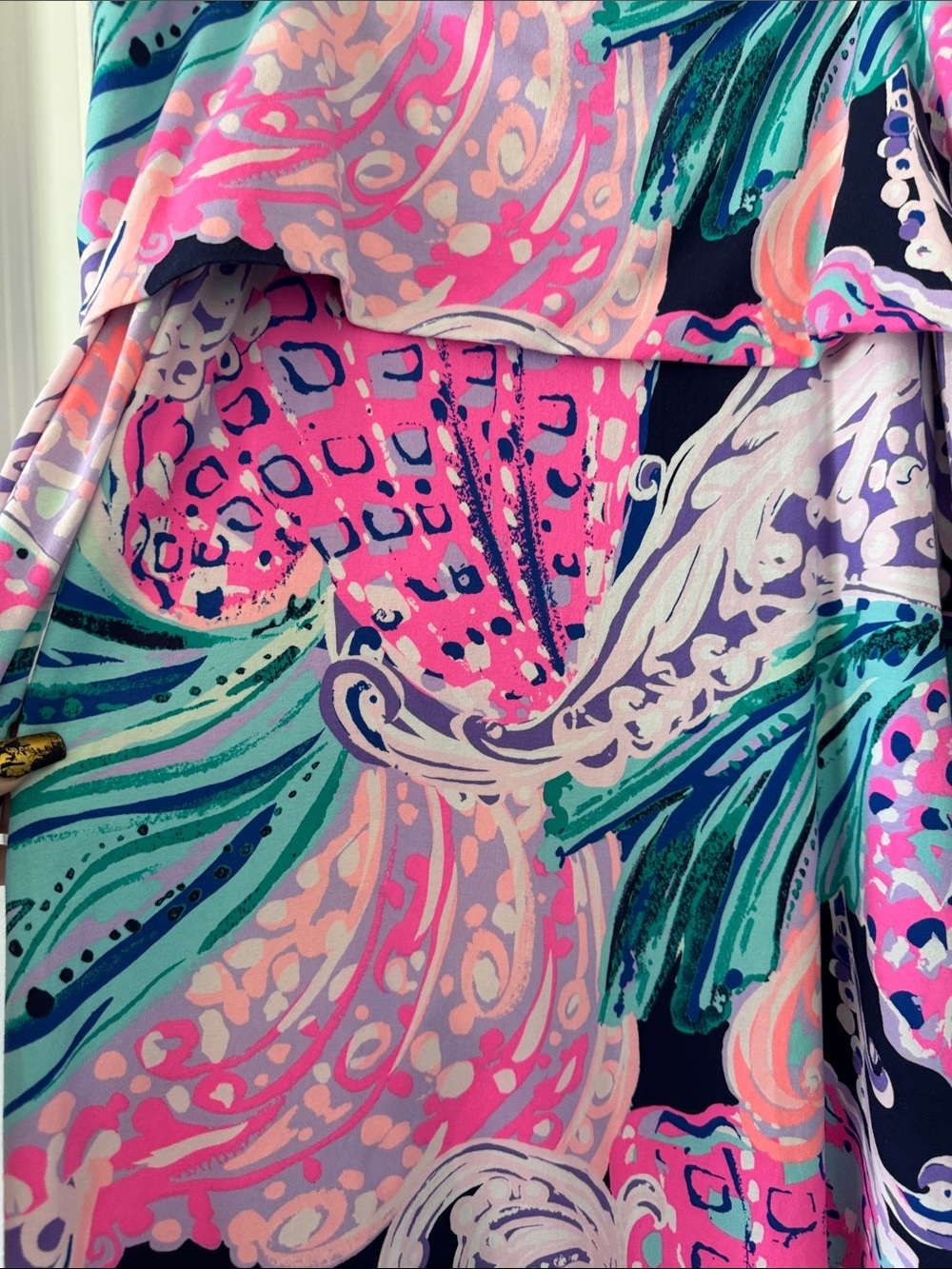 Lilly Pulitzer Pink Teal Off the shoulder - Picture 4 of 8